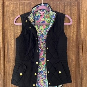 Lilly Pulitzer Black Quilted Vest, XXS